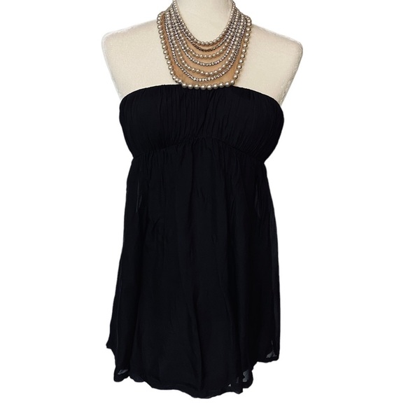 AIDAN MATTOX Dress Size 0 Party Prom Mini Dress Black Pearl Crystal Neckline - Picture 3 of 12